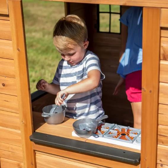 Indoor/Outdoor Cedar Playhouse With Kitchen