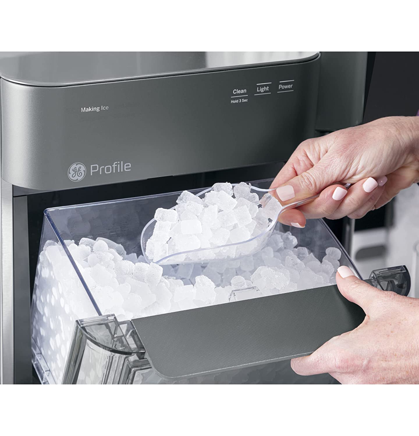 GE Profile Opal 2.0, Countertop Nugget Ice Maker, Ice Machine With WiFi Connectivity, Smart Home Kitchen Essentials, Black Stainless
