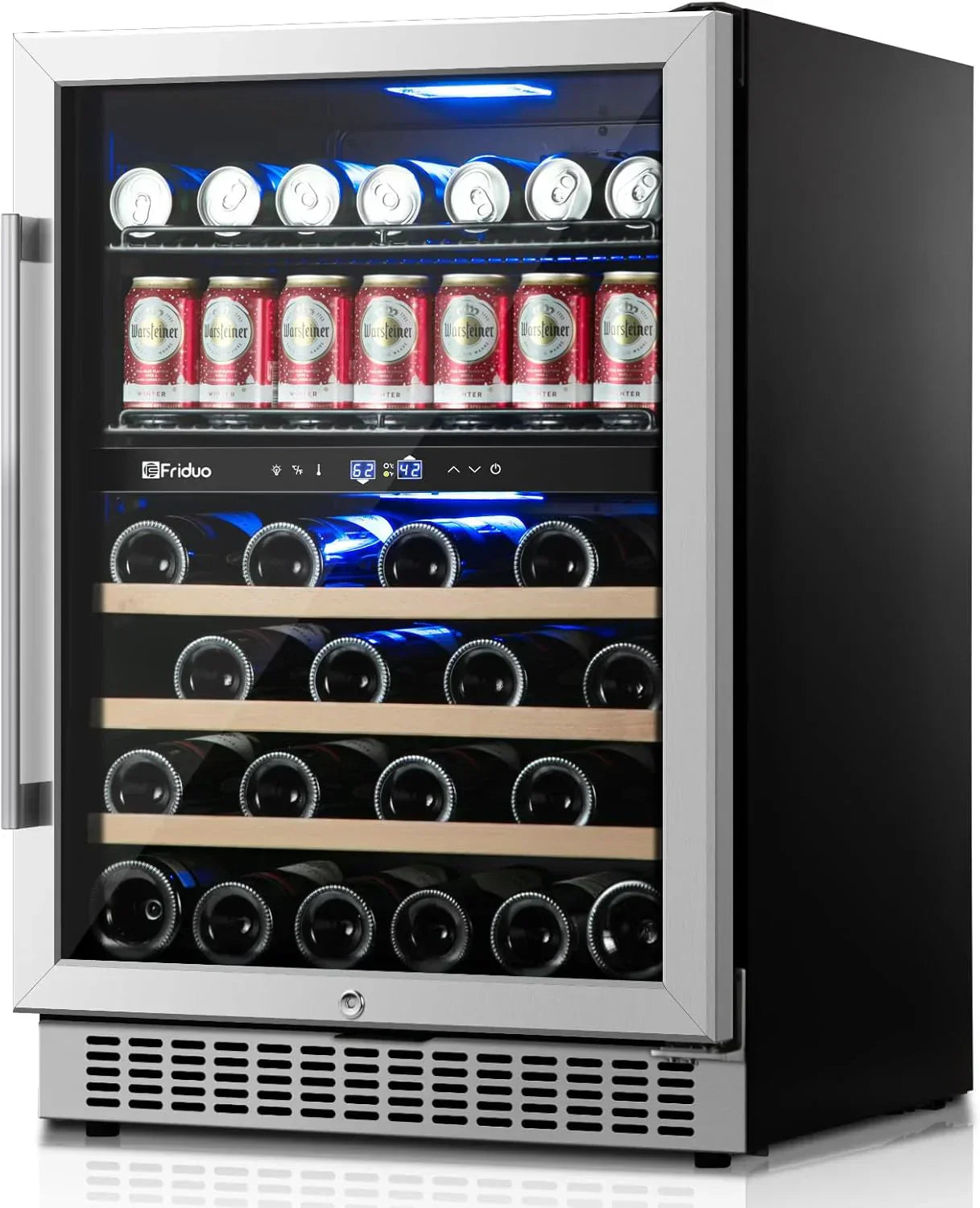 24 In. Dual Zone Beverage Refrigerator 30 Bottles 82 Cans Wine Fridge Built-In Or Freestanding