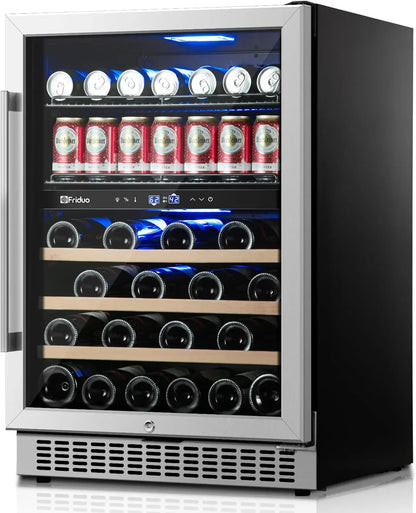 24 In. Dual Zone Beverage Refrigerator 30 Bottles 82 Cans Wine Fridge Built-In Or Freestanding