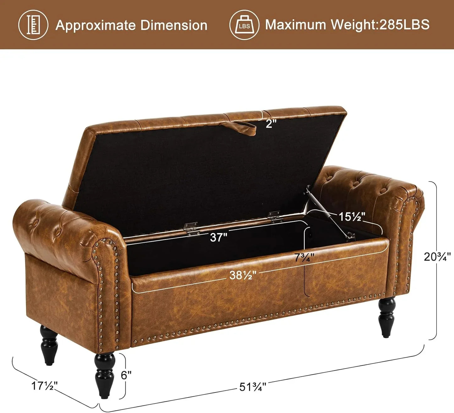 Furniliving Modern Storage Ottoman Bench