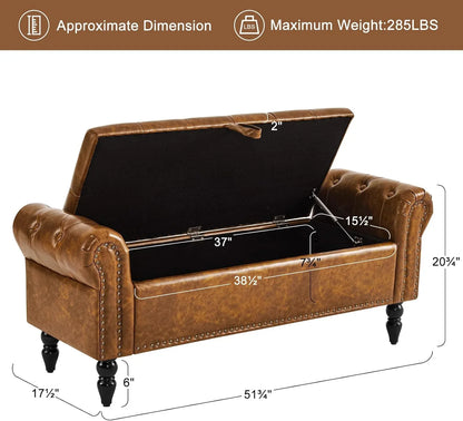 Furniliving Modern Storage Ottoman Bench