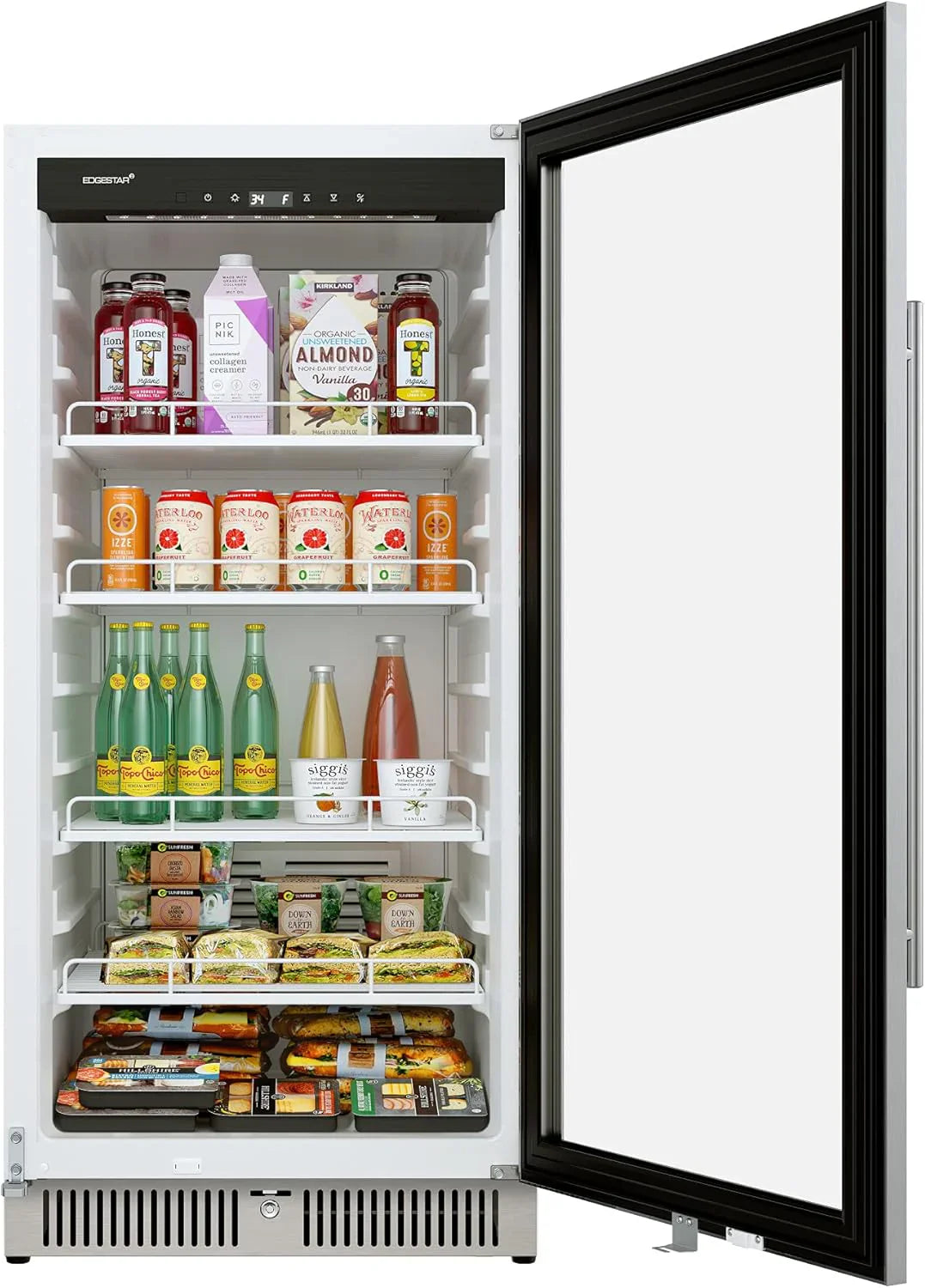 22 In. Wide 10.1 Cu. Ft. Commercial Beverage Merchandiser, Stainless Steel, Temp Alarm, Reversible Door