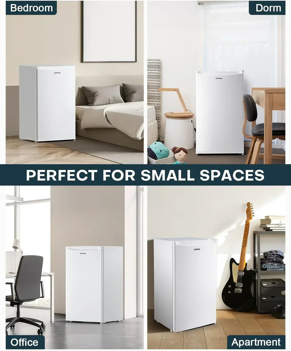 Upstreman 3.2 Cu. Ft. Mini Fridge Freezer Single Door Fridge Dorm Fridge Adjustable Thermostat