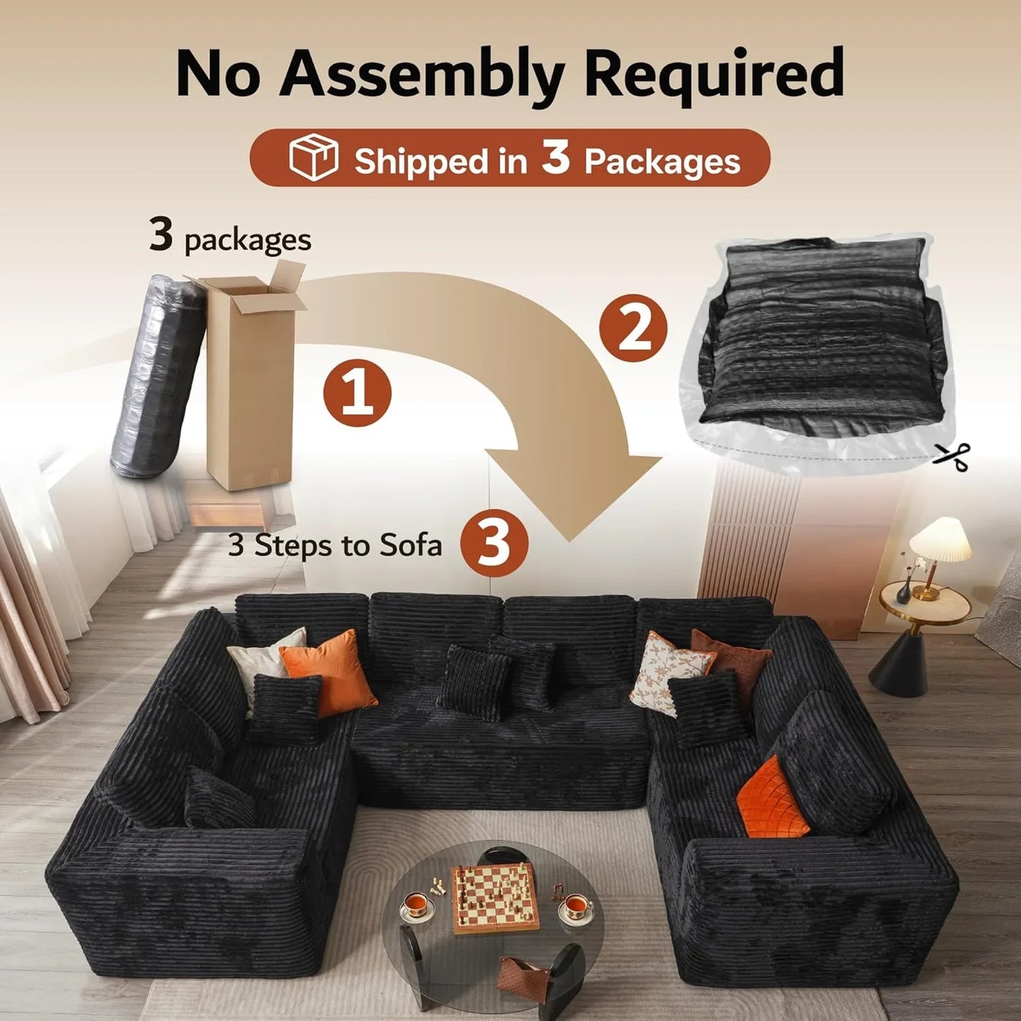 Ovios 104 In. Cloud Sectional Couch With L-Shape Chaise, Modern Modular Sofa With Deep Seat, Upholstered Couches For Living Room Bedroom