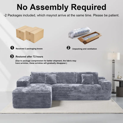 Cloud Sectional Couch With L-Shape Chaise, Modern Modular Sofa With Deep Seat, Built-In Cup Holder And Storage Pocket For Living Room Bedroom