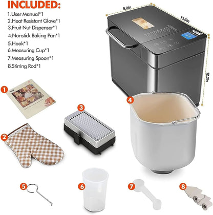 Kbs 17-in-1 Stainless Steel Bread Machine With Dual Heaters