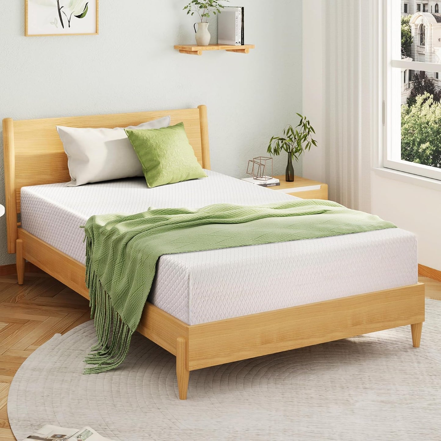 Egohome 8 In. Twin Mattress, Memory Foam Mattress With Cooling Green Tea Gel, Relieve Pressure With Medium Firm Support, CertiPUR-US Certified