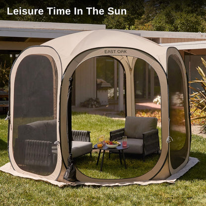 East Oak Screen House Tent Pop-Up, Portable Screen Room Canopy Instant Screen Tent 10 x 10 Ft. With Carry Bag For Patio, Backyard