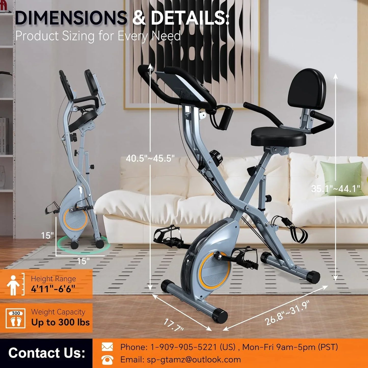 Foldable Exercise Bike Stationary Bikes For Home, 5-in-1 Indoor Workout Bike, Cycling Bike With 16-Level Quiet Magnetic Resistance