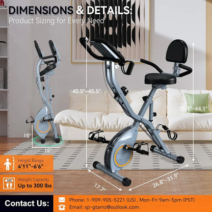 Foldable Exercise Bike Stationary Bikes For Home, 5-in-1 Indoor Workout Bike, Cycling Bike With 16-Level Quiet Magnetic Resistance