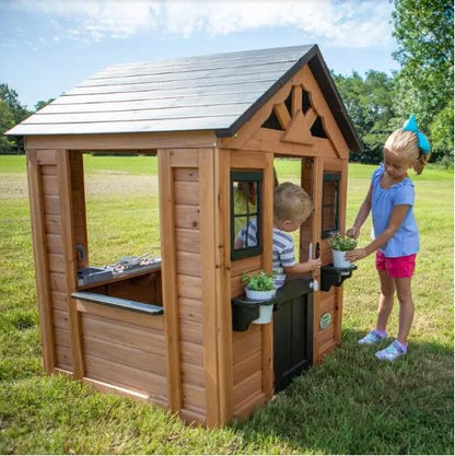 Indoor/Outdoor Cedar Playhouse With Kitchen