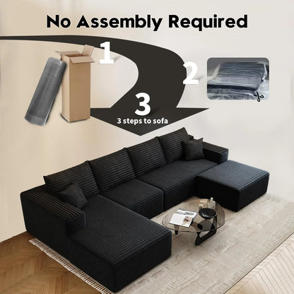 107.5 In. Cloud Modular Sectional Sofa Couch With L-Shape Chaise, Modern Minimalist Upholstered Couches For Living Room Bedroom