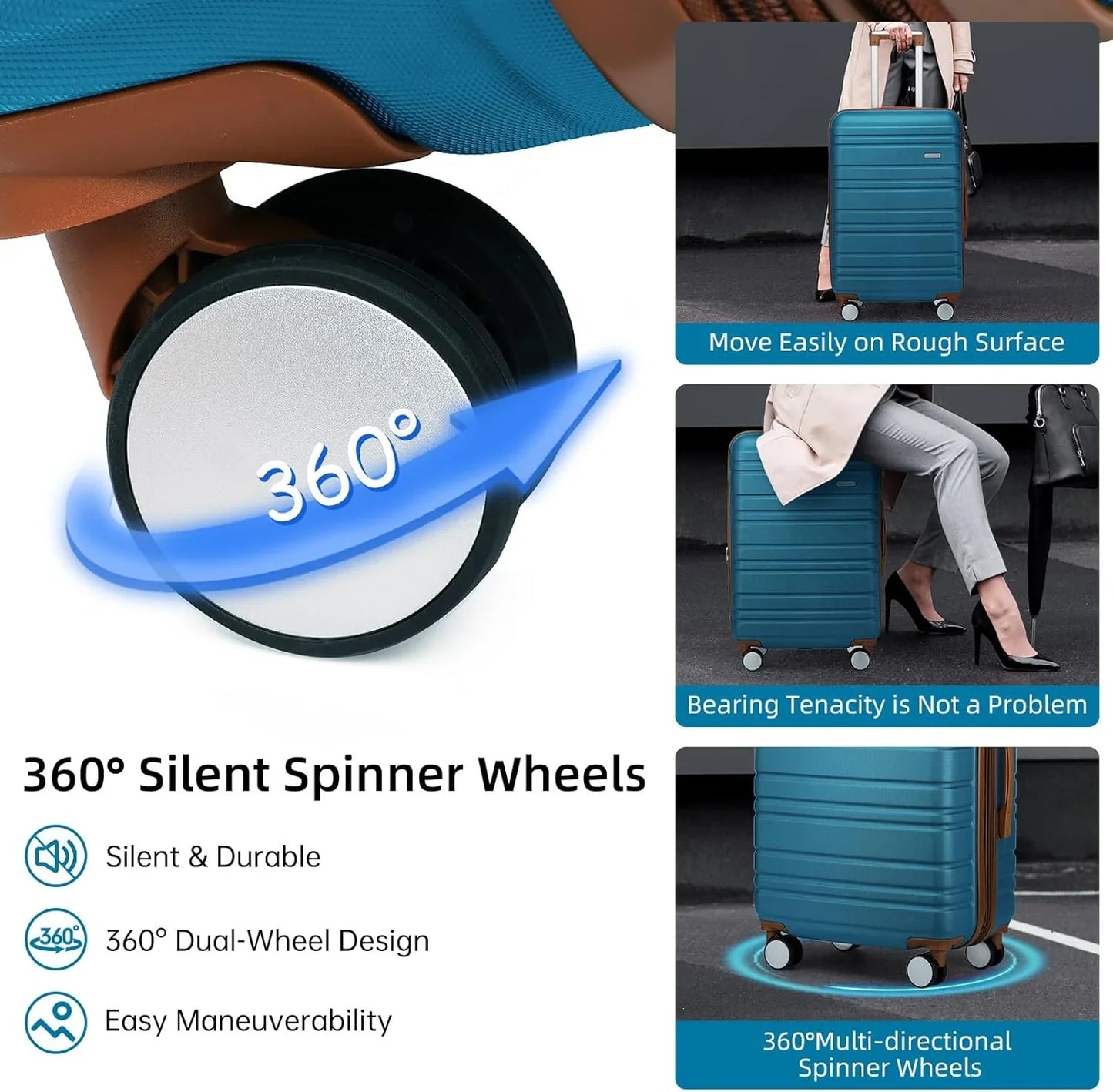 6-piece Luggage Set, Expandable Hardshell Suitcase Set With Spinner Wheels, Lightweight Rolling Luggage Set