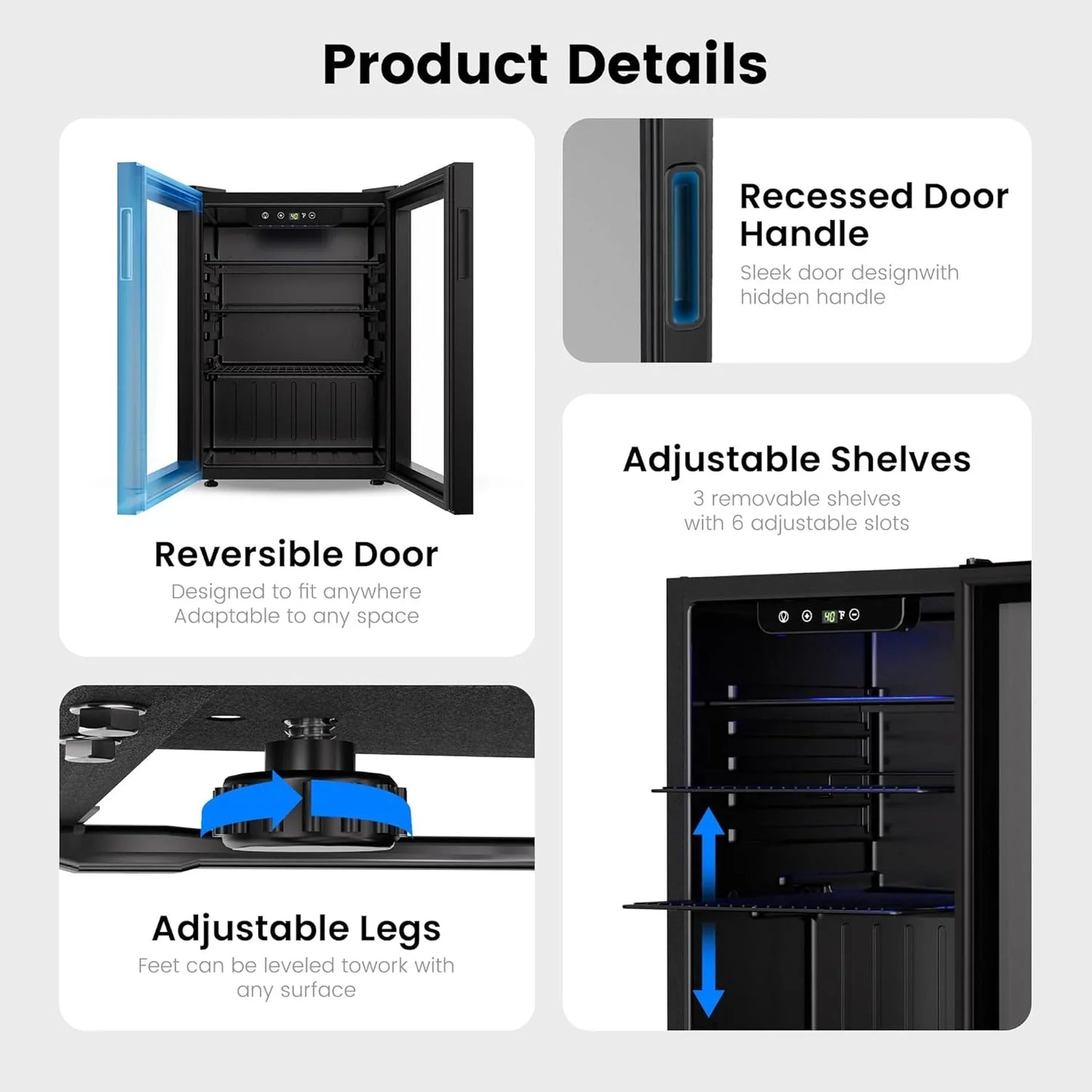 Beverage Refrigerator Cooler- 126 Can Mini Fridge Glass Door For Drinks Soda Beer Wine- Small Refrigerator For Office Bedroom Home Bar