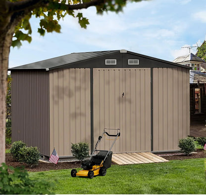 Aoxun 10 x 12 Ft. Outdoor Storage Shed With Double Hinged Large Door Utility Garden Shed