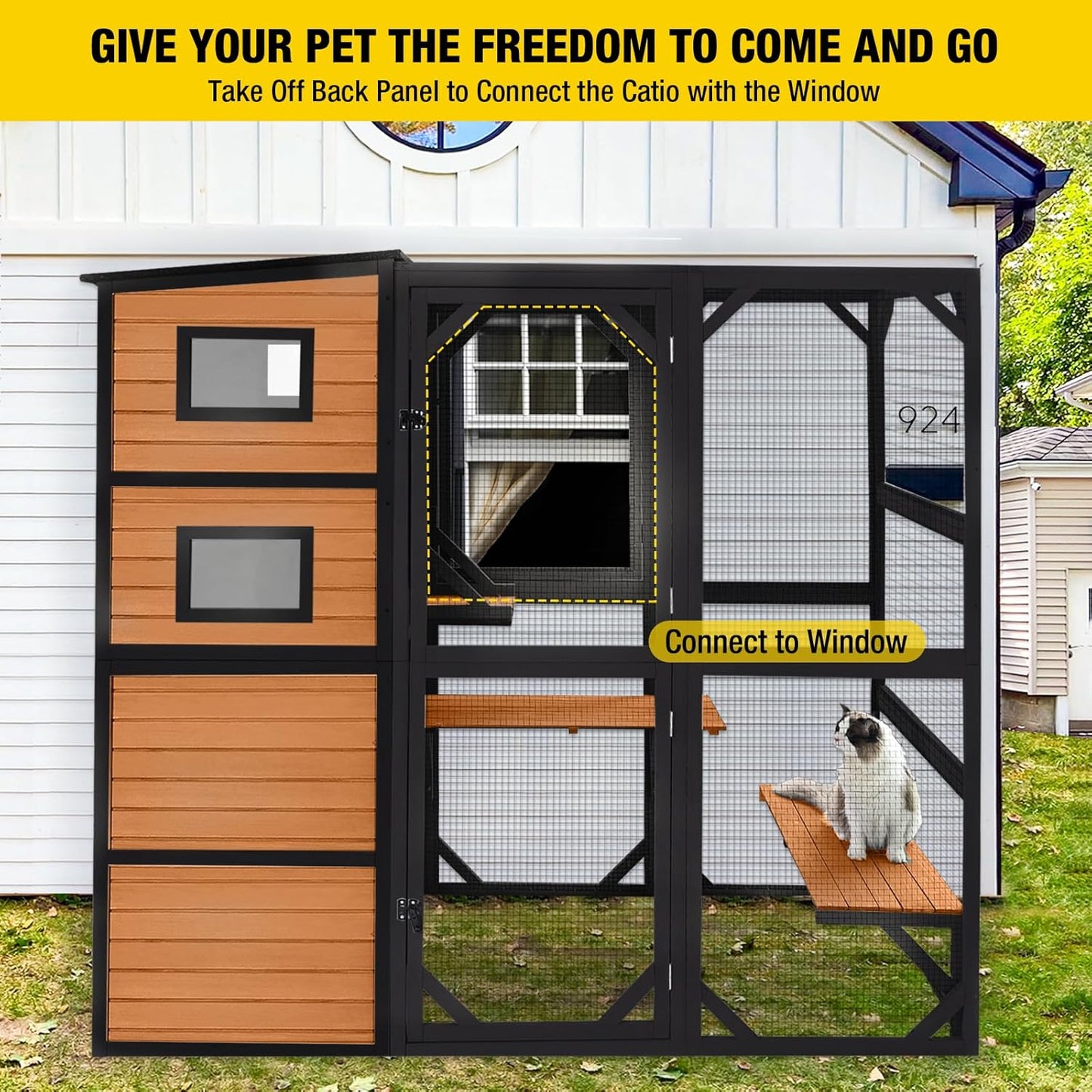 Aivituvin Large Cat Catio, 4 Tiers, Weatherproof Roof, 70 In.H x 77 In.L