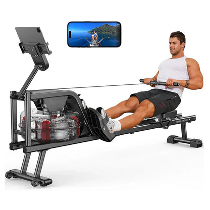 Magnetic/Water Rowing Machine 350 Lb Weight Capacity- Foldable Rower For Home Use With Bluetooth, App Supported