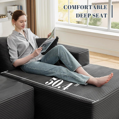 110 Cloud Sectional Couch, Boneless Sofa For Living Room Modular Sectional Sofa With Deep Seat