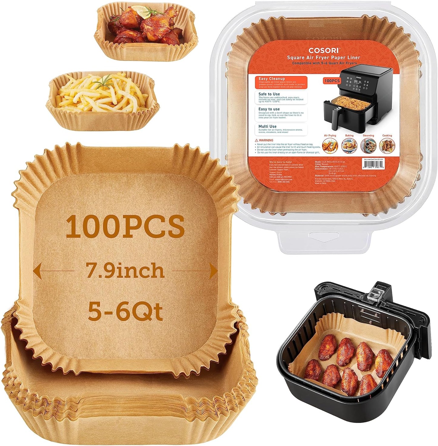 Cosori Air Fryer 9-in-1 Compact And Large 6-Qt. Fast Turbo Modes Precise Heat For Even Results