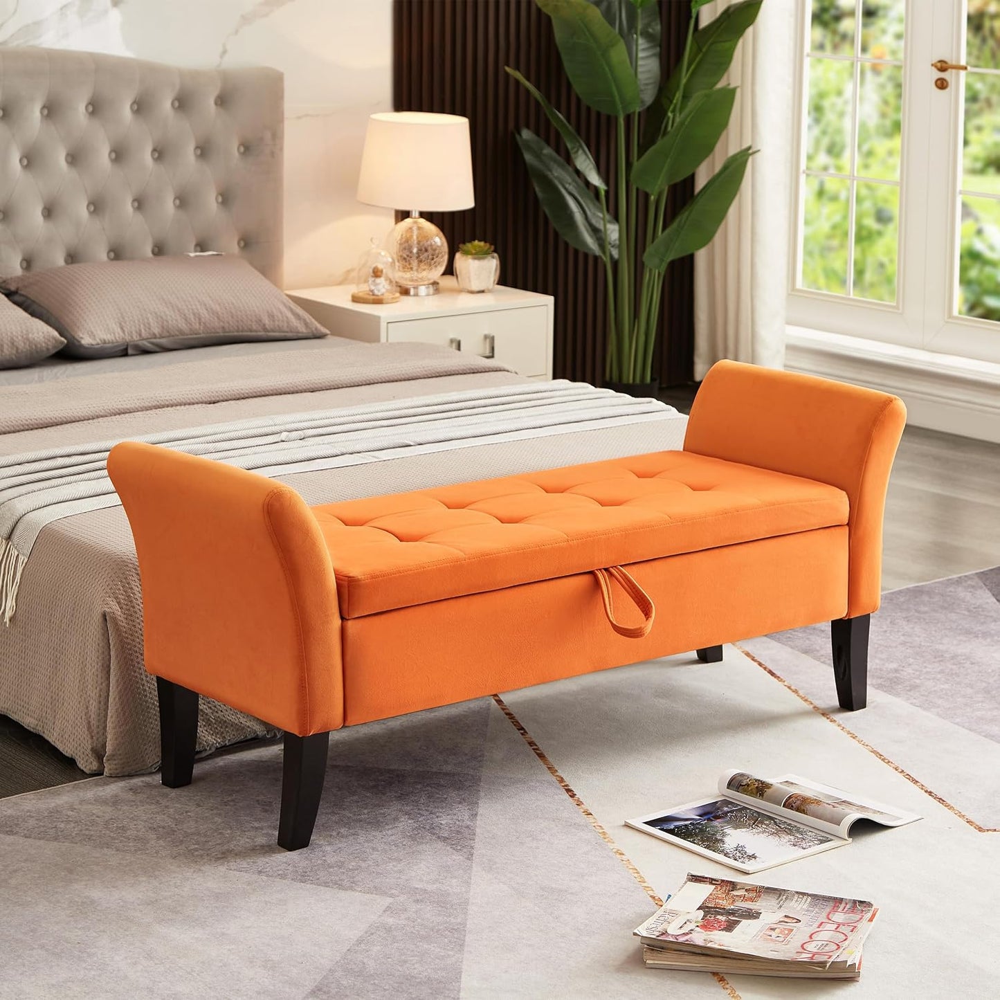 Furniliving Modern Storage Ottoman Bench