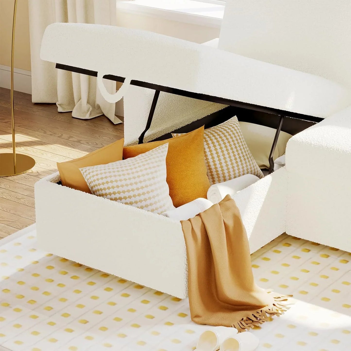 VanAcc Sofa Bed, Sleeper Sofa With Storage Chaise 2-in-1 Pull Out Couch Living Room