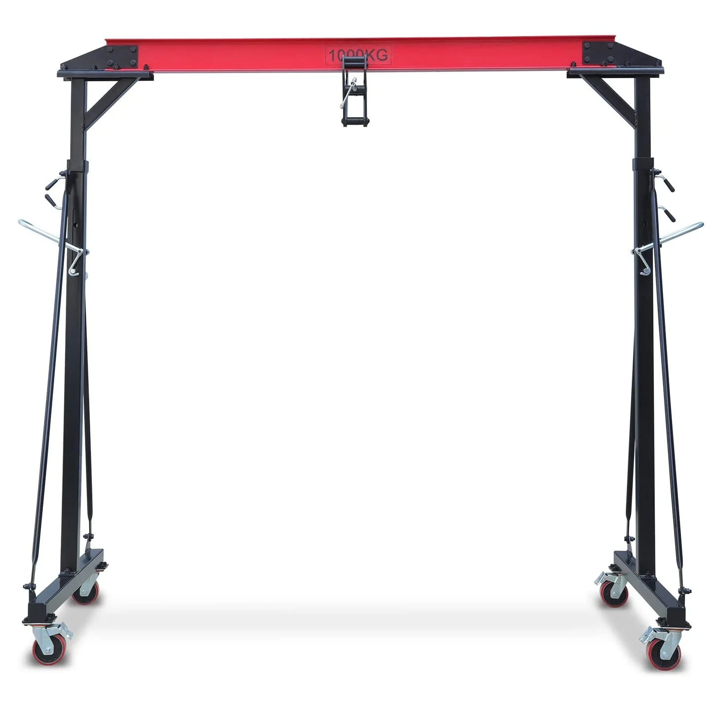 1 Ton Adjustable Gantry Crane, 2200 Lbs Capacity, Height Adjustable 96.5 In.-143.7 In, Portable Hoist For Factory, Construction, Warehouse