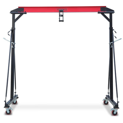 1 Ton Adjustable Gantry Crane, 2200 Lbs Capacity, Height Adjustable 96.5 In.-143.7 In, Portable Hoist For Factory, Construction, Warehouse