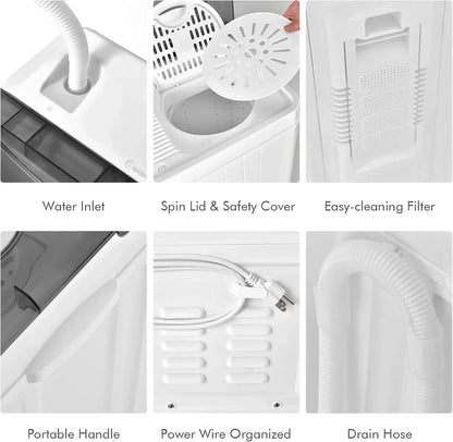 Costway Double Tub 26 Lb Capacity Laundry 18 Lb 8 Lb Spin Combo Drain Pump Washing Machine