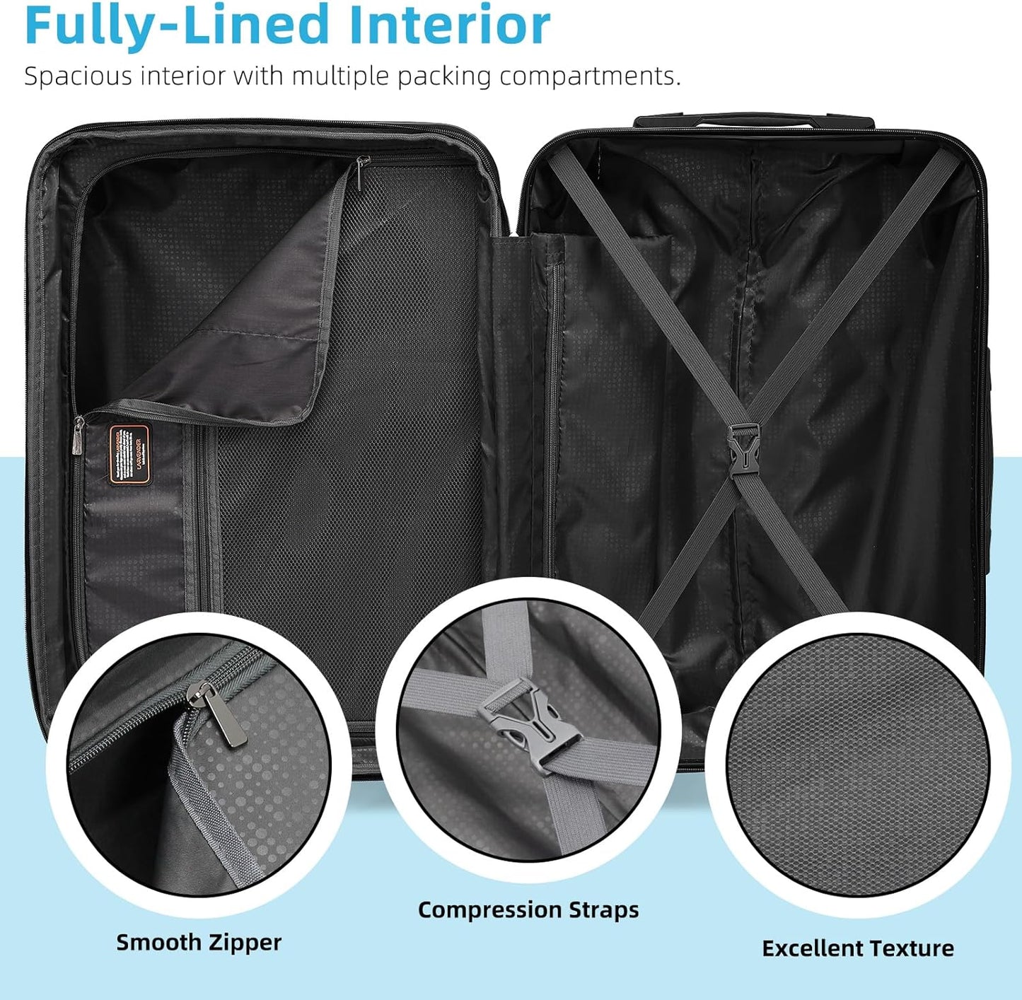6-piece Luggage Set, Expandable Hardshell Suitcase Set With Spinner Wheels, Lightweight Rolling Luggage Set