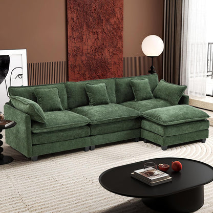 Ihanherry 146 In. U-Shaped Modern Sofa Modular Sectional Cloud Couch With 2 Ottoman