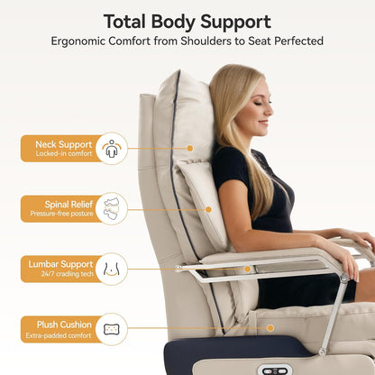 M80 Dual Motor Executive Office Chair With Footrest, Big And Tall, 420lbs, Beige