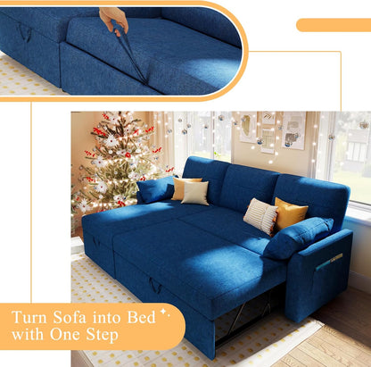 VanAcc Sofa Bed, Sleeper Sofa With Storage Chaise 2-in-1 Pull Out Couch Living Room
