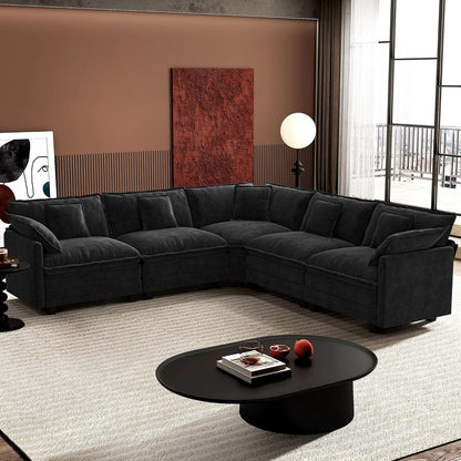 Ihanherry 146 In. U-Shaped Modern Sofa Modular Sectional Cloud Couch With 2 Ottoman