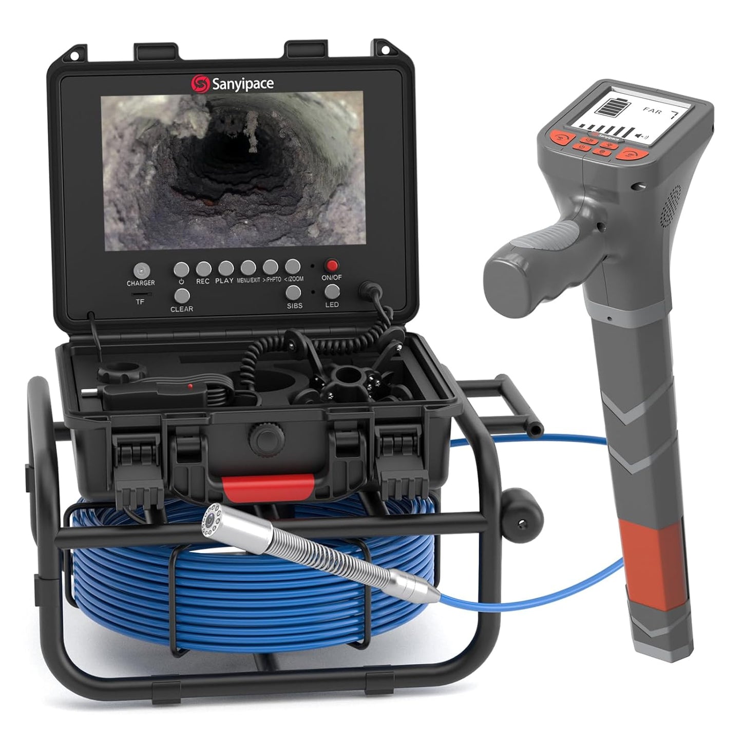 100 Ft./30 Meters, 23 Mm/0.9 In. Full HD Sewer Inspection Camera, 5x Zoom, Distance Counter, 9-inch IPS Screen