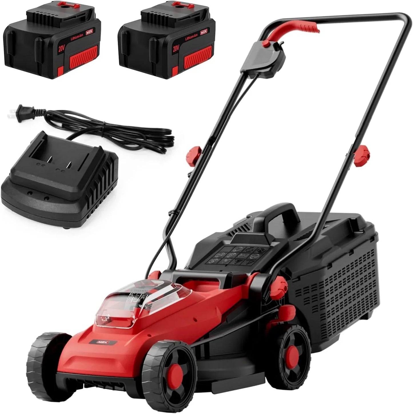 Mzk 20V 13 In. Electric Lawn Mower, Brushless Cordless Lawn Mower With 4-Position Height