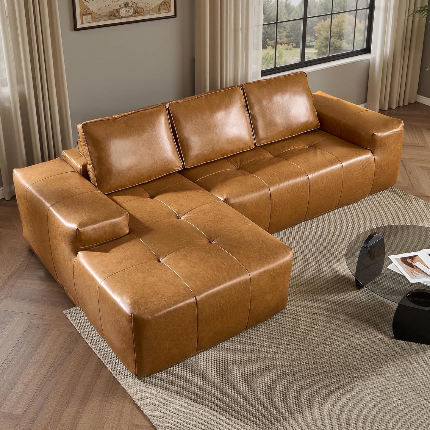 Ovios 104 In. Cloud Sectional Couch With L-Shape Chaise, Modern Modular Sofa With Deep Seat, Upholstered Couches For Living Room Bedroom