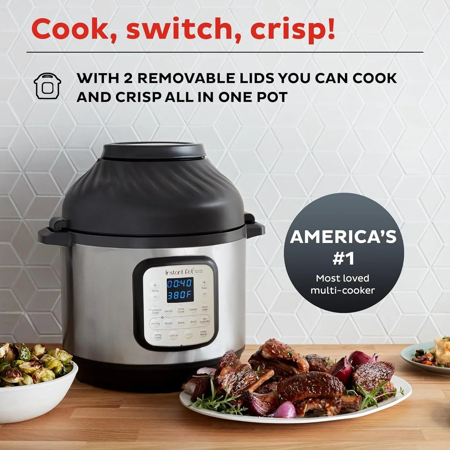 Instant Pot Duo Crisp 11-in-1 Air Fryer And Electric Pressure Cooker Combo With Multicooker Lids That Air Fries
