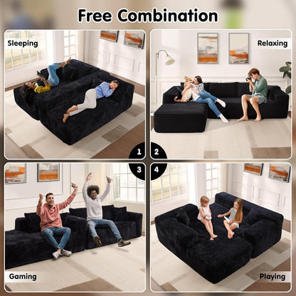 Ovios 104 In. Cloud Sectional Couch With L-Shape Chaise, Modern Modular Sofa With Deep Seat, Upholstered Couches For Living Room Bedroom