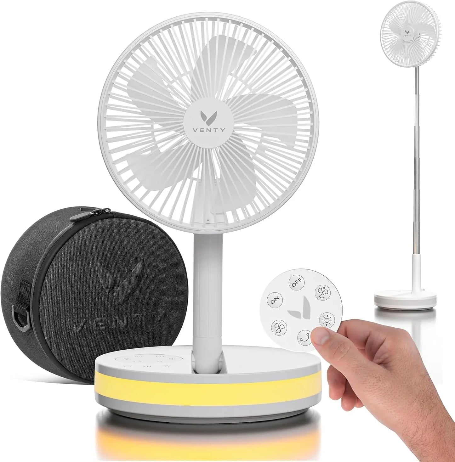 Venty Portable Fan- Wireless Battery Operated Fan- 4 Speeds- LED Lighting- Carry Case And Remote Control- Cruise Travel- Outdoor Travel RV Power