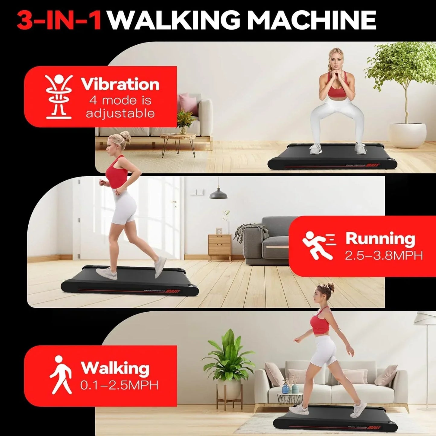 Sperax Walking Vibration Pad With App 3-in-1 Under Desk Treadmill Walking Treadmill Pad