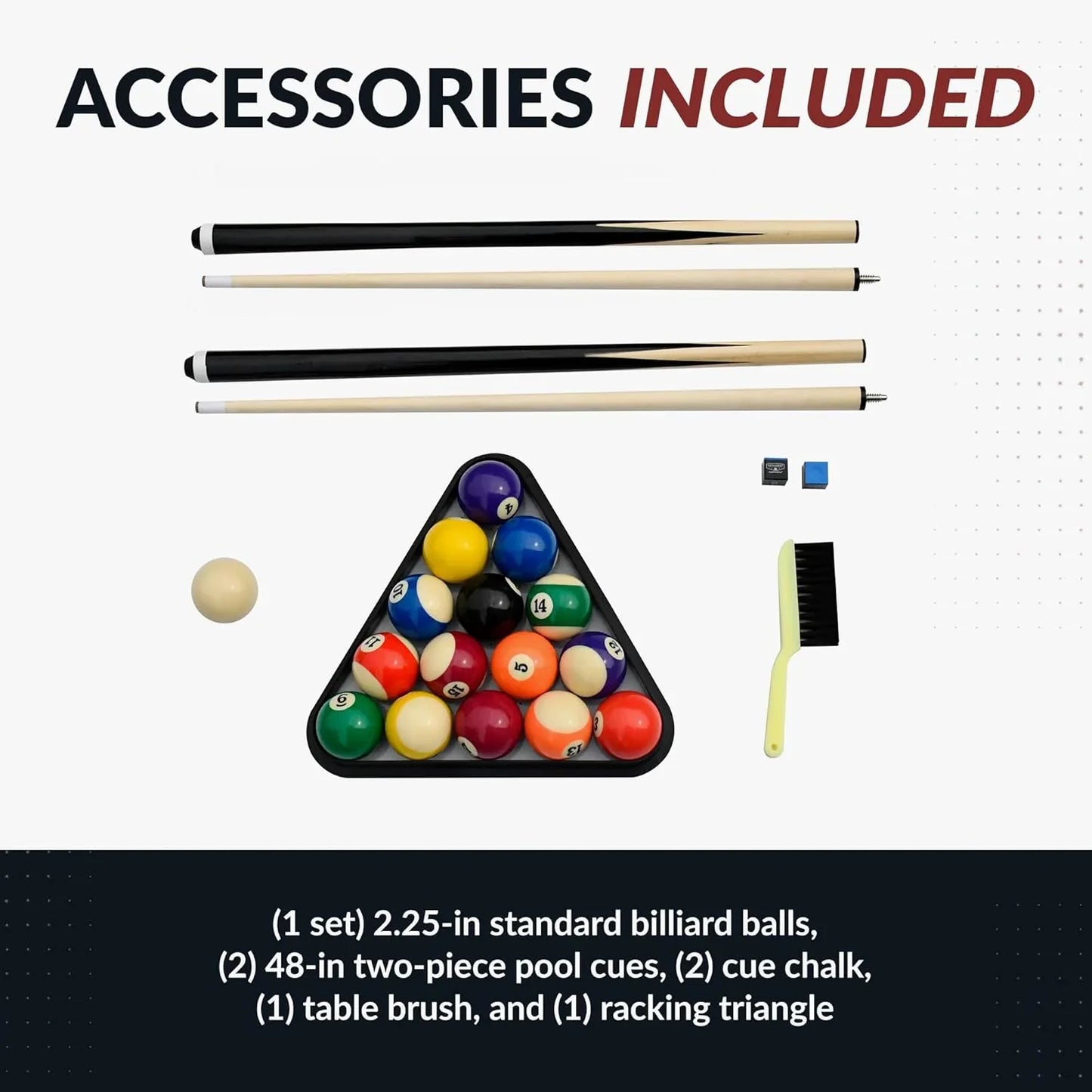 6 Ft. Portable Pool Table, Adults Folding Billiards Tables For Game Room With Easy Foldable Storage, Includes Full Set Of Billiard Balls, Cues
