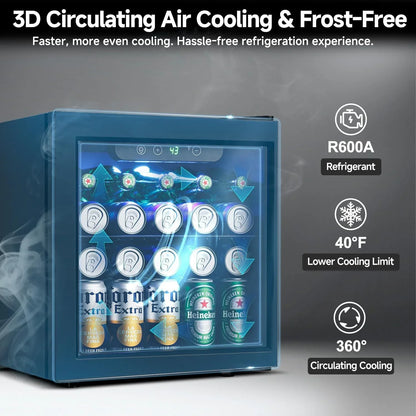 Beverage Refrigerator Cooler- 126 Can Mini Fridge Glass Door For Drinks Soda Beer Wine- Small Refrigerator For Office Bedroom Home Bar