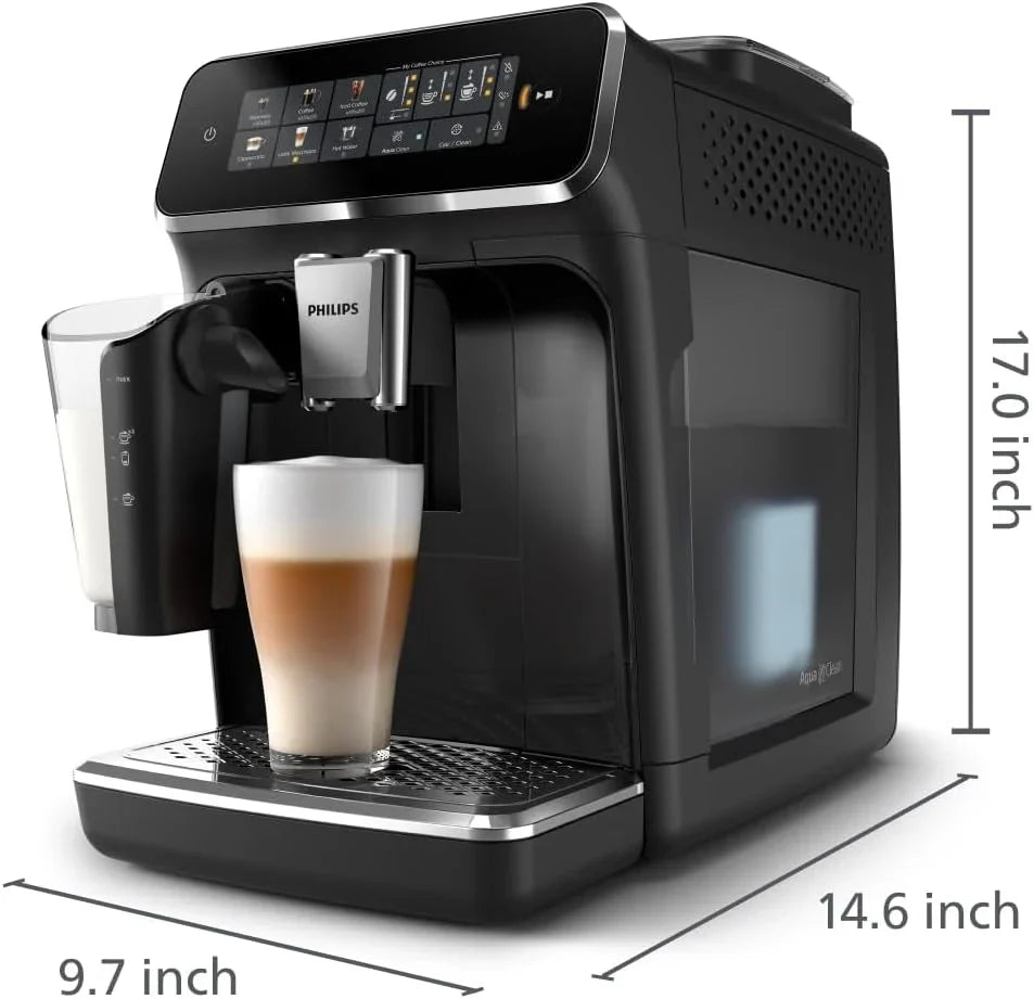 Philips Series 3300 Fully Automatic Espresso Coffee Machine- 6 Hot And Iced Drinks, LatteGo Milk System, 40% Quieter SilentBrew, Ceramic Grinder