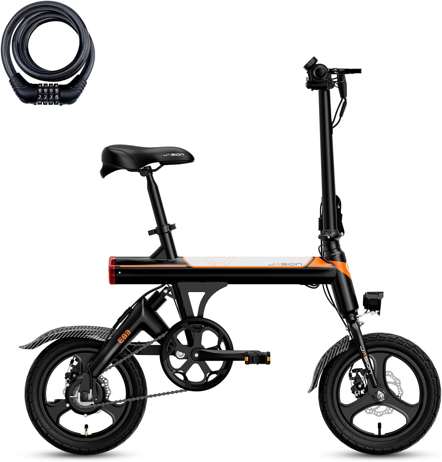 Jasion EB3 Electric Bike Adults 21mph, 500W Peak Motor, 270Wh Battery, Rear Suspension, 3 Levels Assist