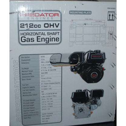 Predator Horizontal Shaft Engine, 6.5 HP, 212cc