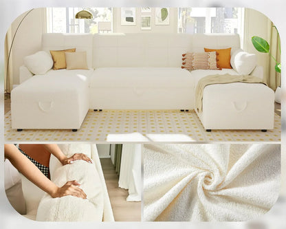 VanAcc Sofa Bed, Sleeper Sofa With Storage Chaise 2-in-1 Pull Out Couch Living Room