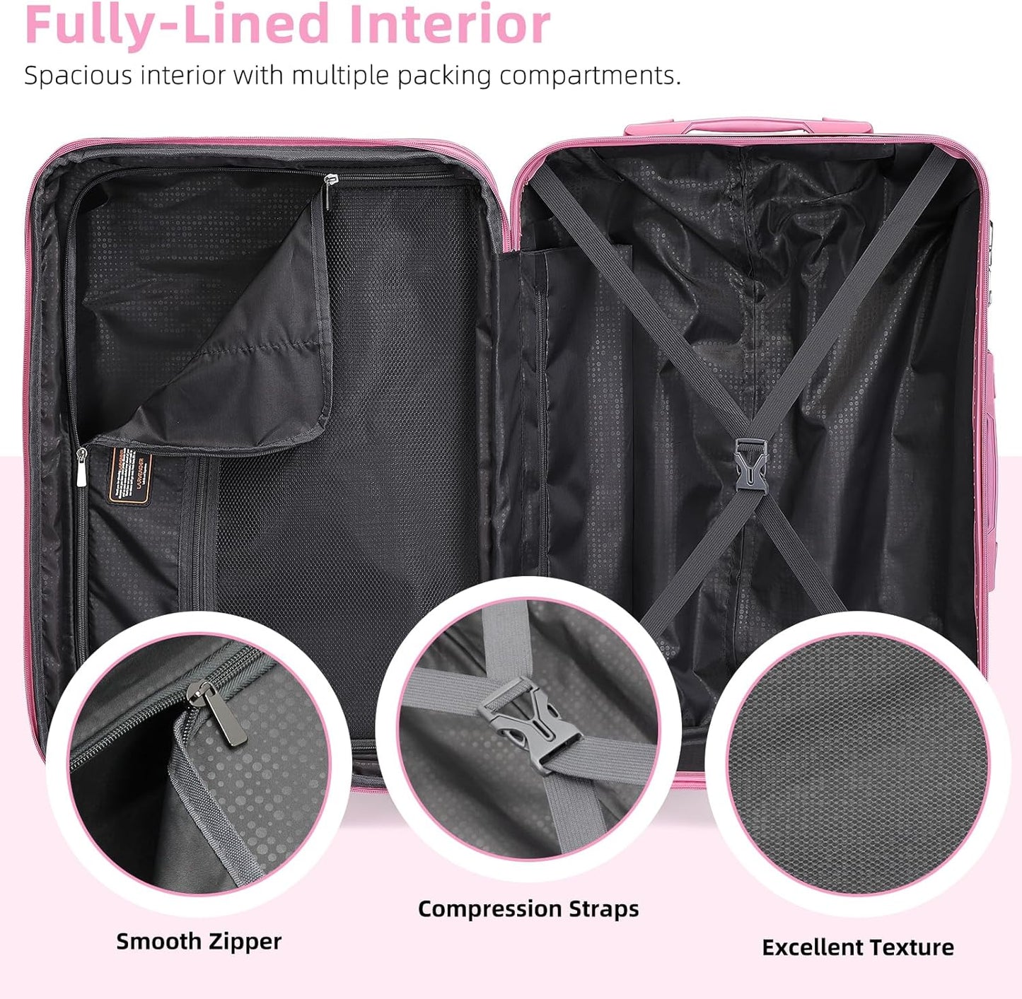 6-piece Luggage Set, Expandable Hardshell Suitcase Set With Spinner Wheels, Lightweight Rolling Luggage Set