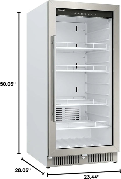 22 In. Wide 10.1 Cu. Ft. Commercial Beverage Merchandiser, Stainless Steel, Temp Alarm, Reversible Door