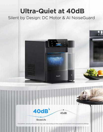 GoveeLife Smart Nugget Ice Maker Pro, 60lbs Daily, 6-Minute First Ice, 40dB Ultra-Quiet With AI NoiseGuard, App And Voice Control, Self-Clean
